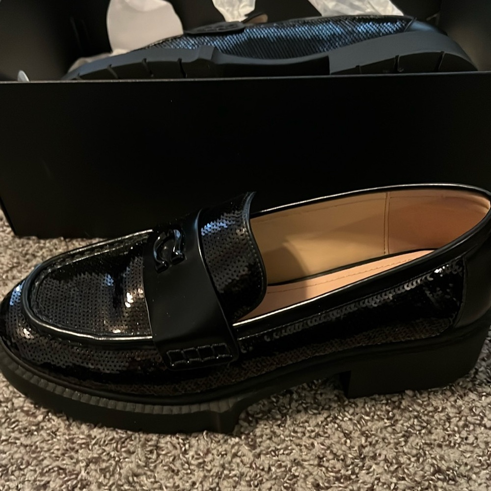 Coach Leah sequin loafers